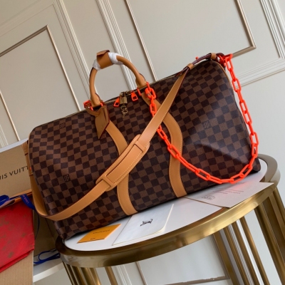 LV路易威登 KEEPALL 50 咖啡格旅行袋 M4447...