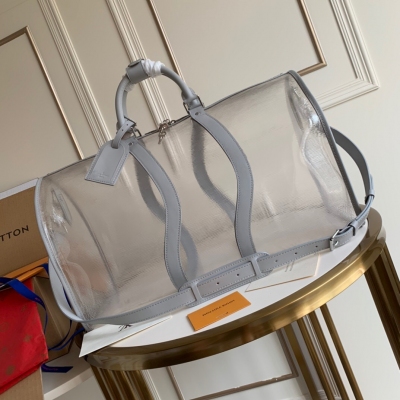 LV路易威登 KEEPALL 50 水波紋透明旅行袋 M44...