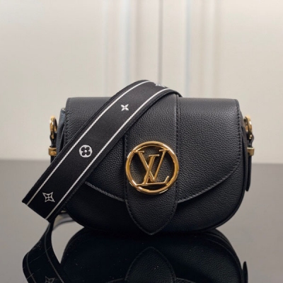 LV Pont 9 Soft 荔枝紋 M58727黑色 斜挎...