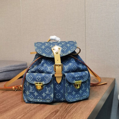 LV路易威登 中古限量款 丹寧牛仔布雙肩包 M44460