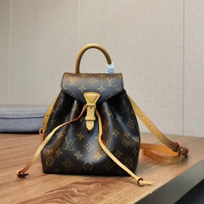 LV路易威登 Montsouris BB 老花黃皮女士背包 ...