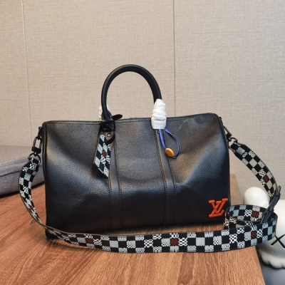 LV路易威登 Keepall 45 黑色小牛皮行李袋 M57...