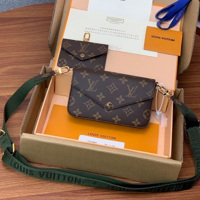 LV路易威登 FÉLICIE STRAP & GO 綠肩帶女...