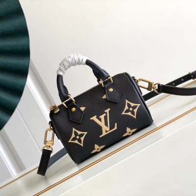 LV路易威登 Nano Speedy 黑色全皮迷你枕頭包 M...