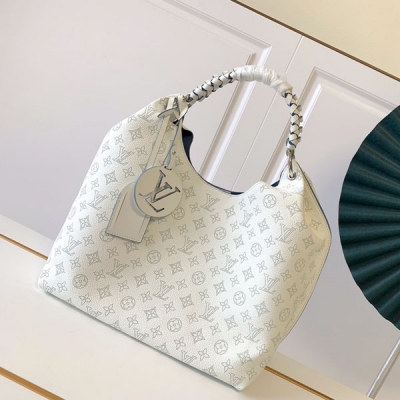LV路易威登 SAC CARMEL 白色真皮鏤空手拎包 M5...
