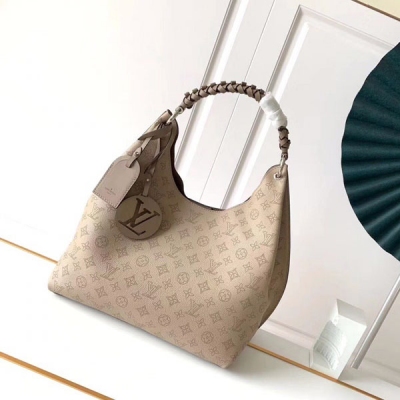 LV路易威登 SAC CARMEL 灰色全皮沖孔女士手腕包 ...