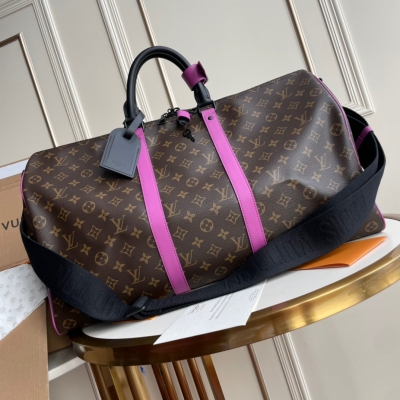 LV路易威登 Keepall 50 老花拼紫色旅行包 M46...