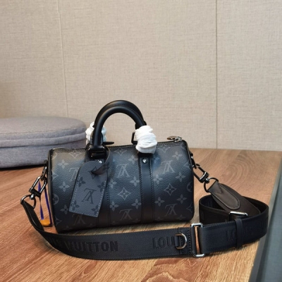 LV路易威登 Keepall 25 黑花男士斜挎包 M462...