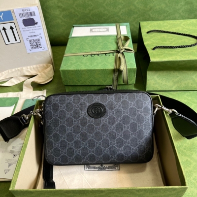 GUCCI古馳 Ophidia系列 黑色經典帆布GG肩背包 ...