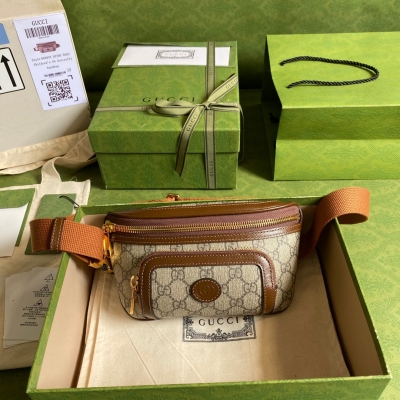 GUCCI古馳 GG Retro 帆布配皮男士迷你胸包 68...