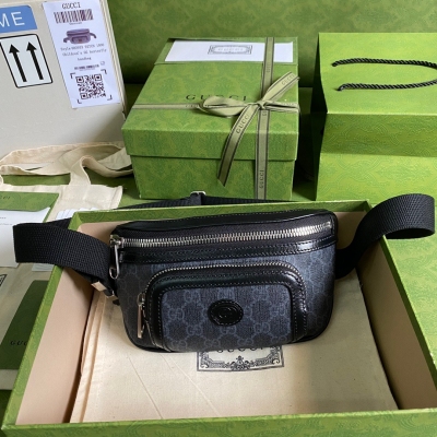 GUCCI古馳 GG Retro 經典復古黑色男士迷你胸包 ...