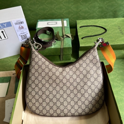 GUCCI古馳 Attache系列 經典帆布大號新月包 70...