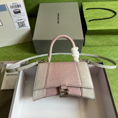 GUCCI古馳 Balenciaga聯名款 灰粉配色閃鑽女士...