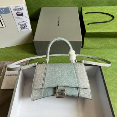 GUCCI古馳 Balenciaga聯名款 灰綠拼色閃鑽女士...