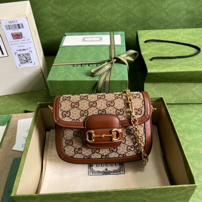 GUCCI古馳 GG Denim Dionysus 棕色帆布...