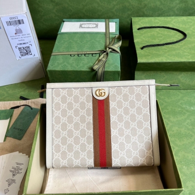 GUCCI古馳 Ophidia系列 簡潔纖長米白女士手包 6...