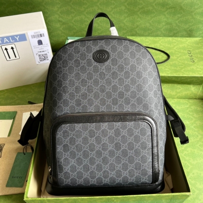 GUCCI古馳 互扣式雙G黑色經典背包 704017