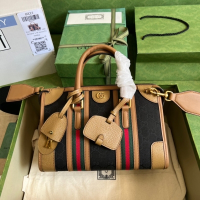 GUCCI古馳 條紋織帶帆布小號手提包 715772
