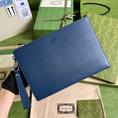 GUCCI古馳 Marmont系列 藍豬紋皮GG手包 475...