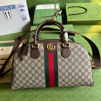 GUCCI古馳 Savoy系列 棕色中號保齡球包 72330...