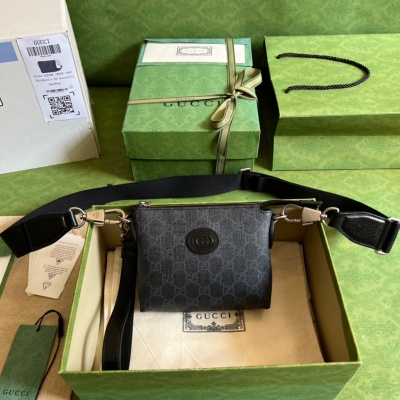 GUCCI古馳 互扣式雙G男士郵差包 723306
