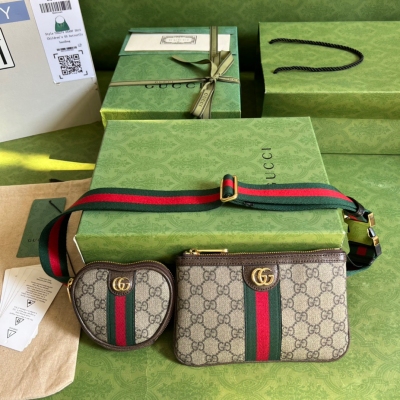 GUCCI古馳 Ophidia系列 經典織帶二合一腰包 69...