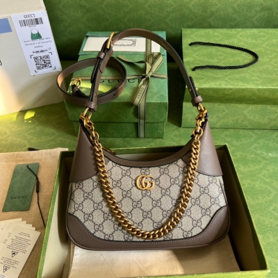 GUCCI古馳 Cosmogonie系列 帆布配皮新月造型小...