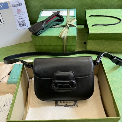 GUCCI古馳 Horsebit 1955系列 馬銜扣黑色原...