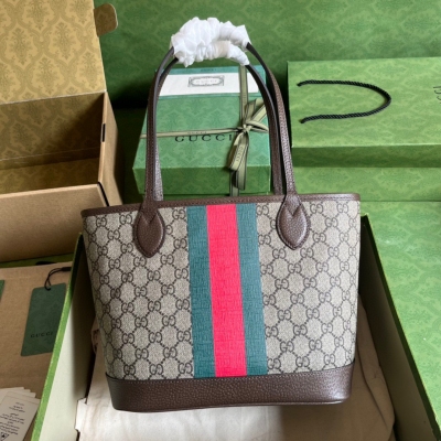 Gucci古馳 Ophidia系列 棕色女士小號購物包 72...