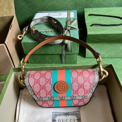 GUCCI古馳 新年系列 條紋織帶GG迷你手提包 72376...