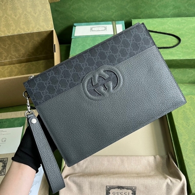 GUCCI古馳 飾鏤空互扣式雙G男士收納袋 723320