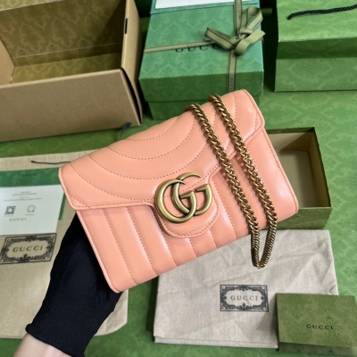 GUCCI古馳 2023春夏 GG Marmont 夕陽橙絎...