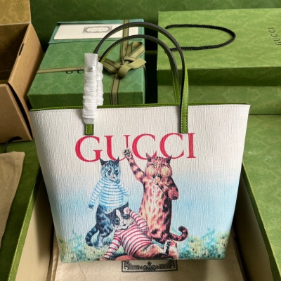 GUCCI古馳 漸變全皮貓咪印花兒童包 410812