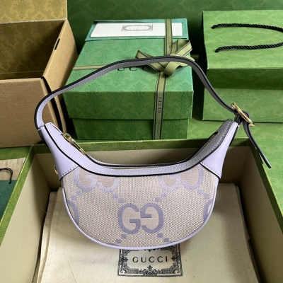 GUCCI古馳 Ophidia 淺紫皮飾超級雙G迷你腋下包 ...