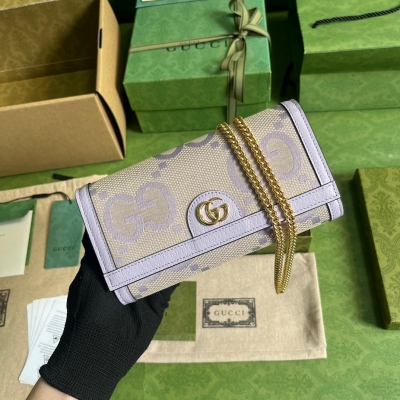 GUCCI古馳 Ophidia 淺紫皮超級雙G迷你女士挎包 ...