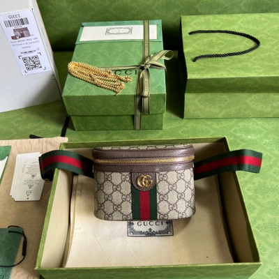GUCCI古馳 Ophidia 棕色帆布織帶腰包 69976...
