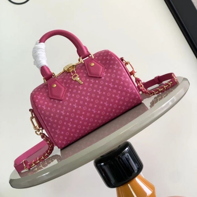 LV路易威登 Speedy 20 迷你花紋紫色全皮斜挎包 M...