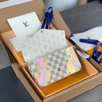 LV路易威登 Felicie 白格三合一鏈條錢夾 N6046...