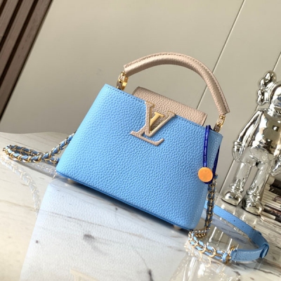 LOUIS VUITTON Capucines 天藍配灰小牛...