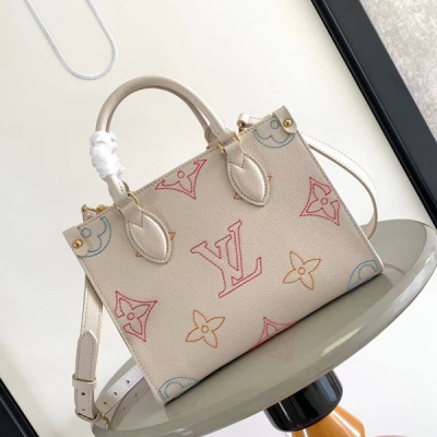 LOUIS VUITTON OnTheGo 壓紋繡線女士小號...