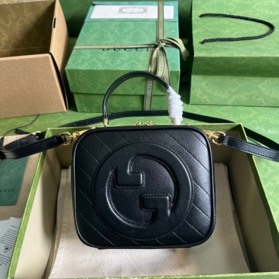 GUCCI古馳 Blondie系列黑色原廠皮手提包 7444...
