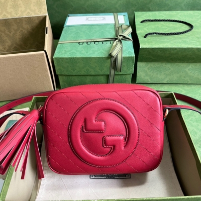 GUCCI古馳 Gucci Blondie系列紅色真皮流蘇小...