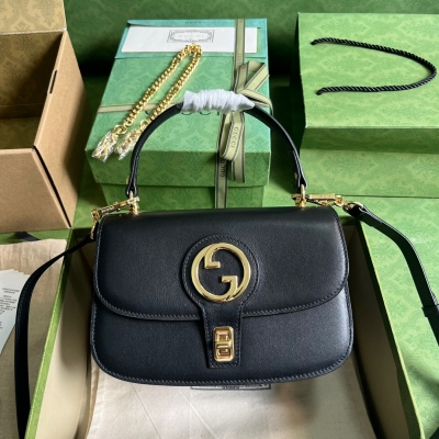 GUCCI古馳 黑色原廠皮Blondie系列手提包 7351...