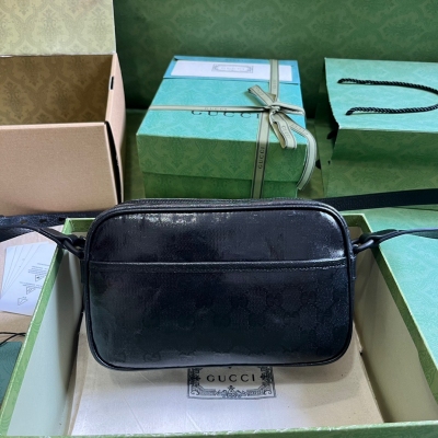 GUCCI古馳 男士經典GG水晶帆布迷你肩背包 760342