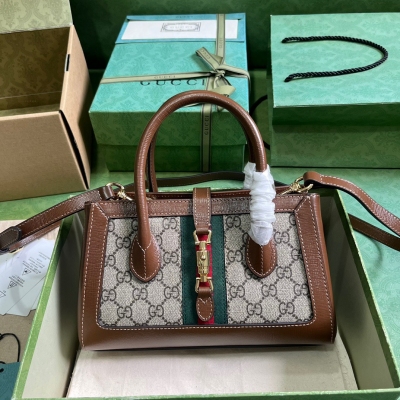 GUCCI古馳 Jackie 1961系列棕色小號托特包 7...