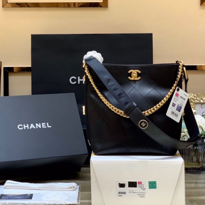 CHANEL香奈兒 網紅爆款黑色小號嬉皮水桶包 A57573