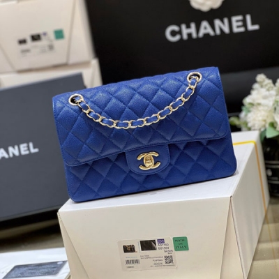 CHANEL香奈兒 絕美電藍色CF23cm 全鋼原廠皮斜挎女...