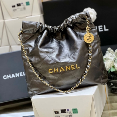 CHANEL香奈兒 新顏色鐵灰色 22 bag 小號原廠皮垃...