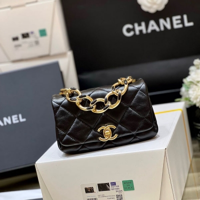CHANEL香奈兒 2022A 進口小羊皮mini粗鏈風琴包...