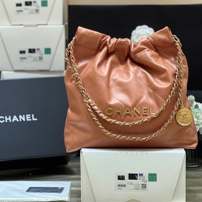 CHANEL香奈兒 高級手工坊 22 bag 焦糖色真皮小號...